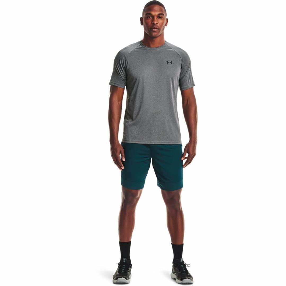 Under Armour Men's Velocity 2.0 SS T Shirt Pitch Gray Light Heather/Black, Large