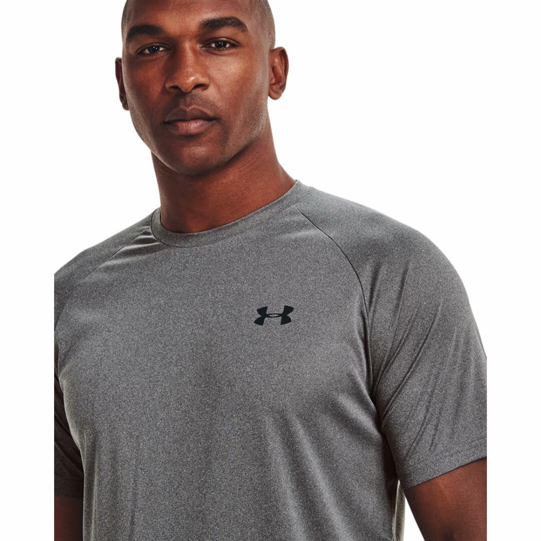 Under Armour Men's Velocity 2.0 SS T Shirt Pitch Gray Light Heather/Black, Large