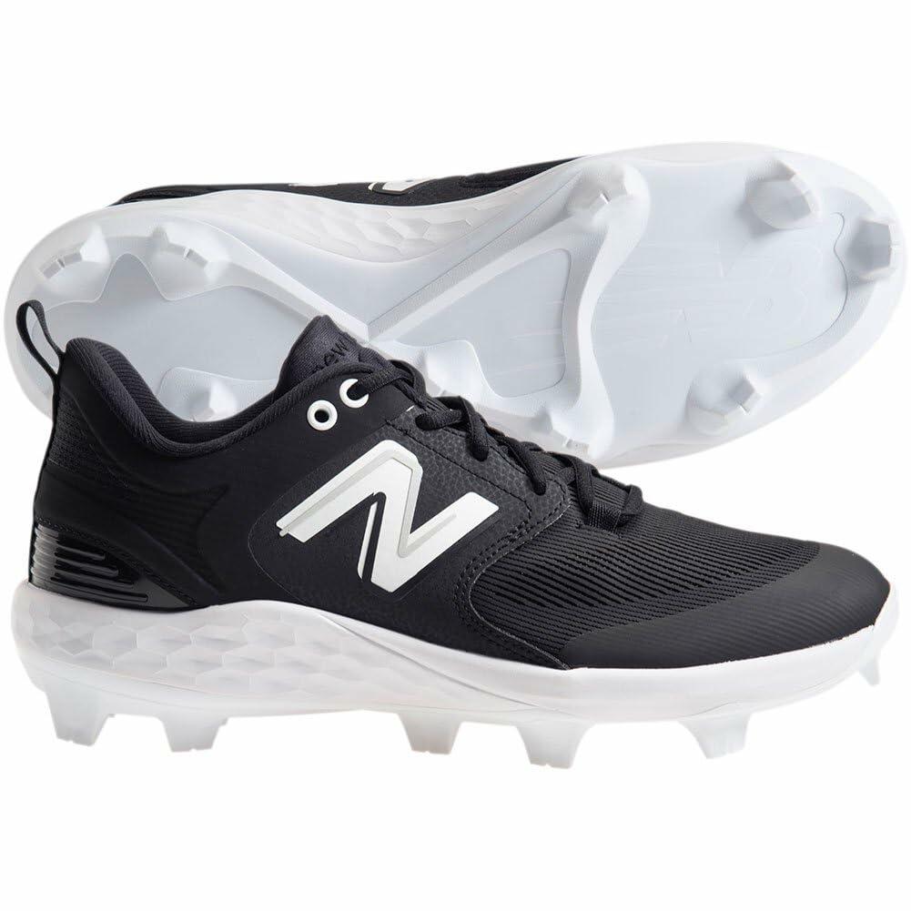New Balance Men's Fresh Foam 3000 V6 Molded Baseball Shoe, Black/White, 15 No Box