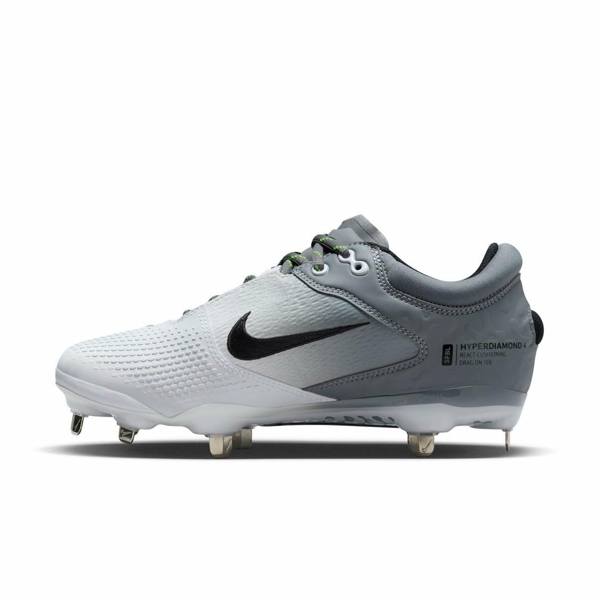 Nike Hyperdiamond 4 Elite Low Metal Softball Cleats SZ 7 Gray | Black No Box
