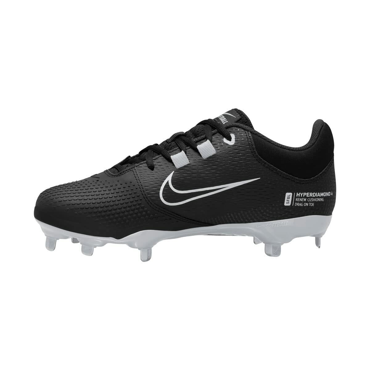 Nike Hyperdiamond 4 Pro Metal Softball Cleats Black | White Women Size 8 Medium No Box