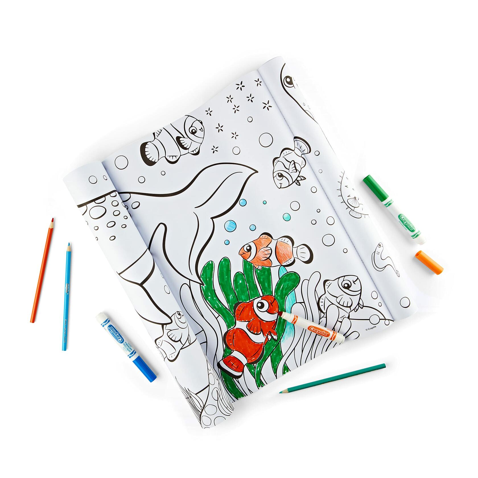 Crayola Giant Coloring Roll 15 Perforated Ocean Coloring Pages Gift for Kids 3-6