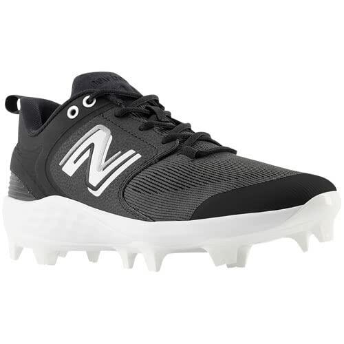 New Balance Men's Fresh Foam 3000 V6 Molded Baseball Shoe, Black/White, 15 No Box