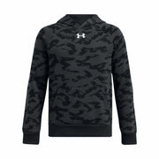 Under Armour Boys' Rival Fleece Printed Hoodie, (001) Black/Anthracite/White, XS