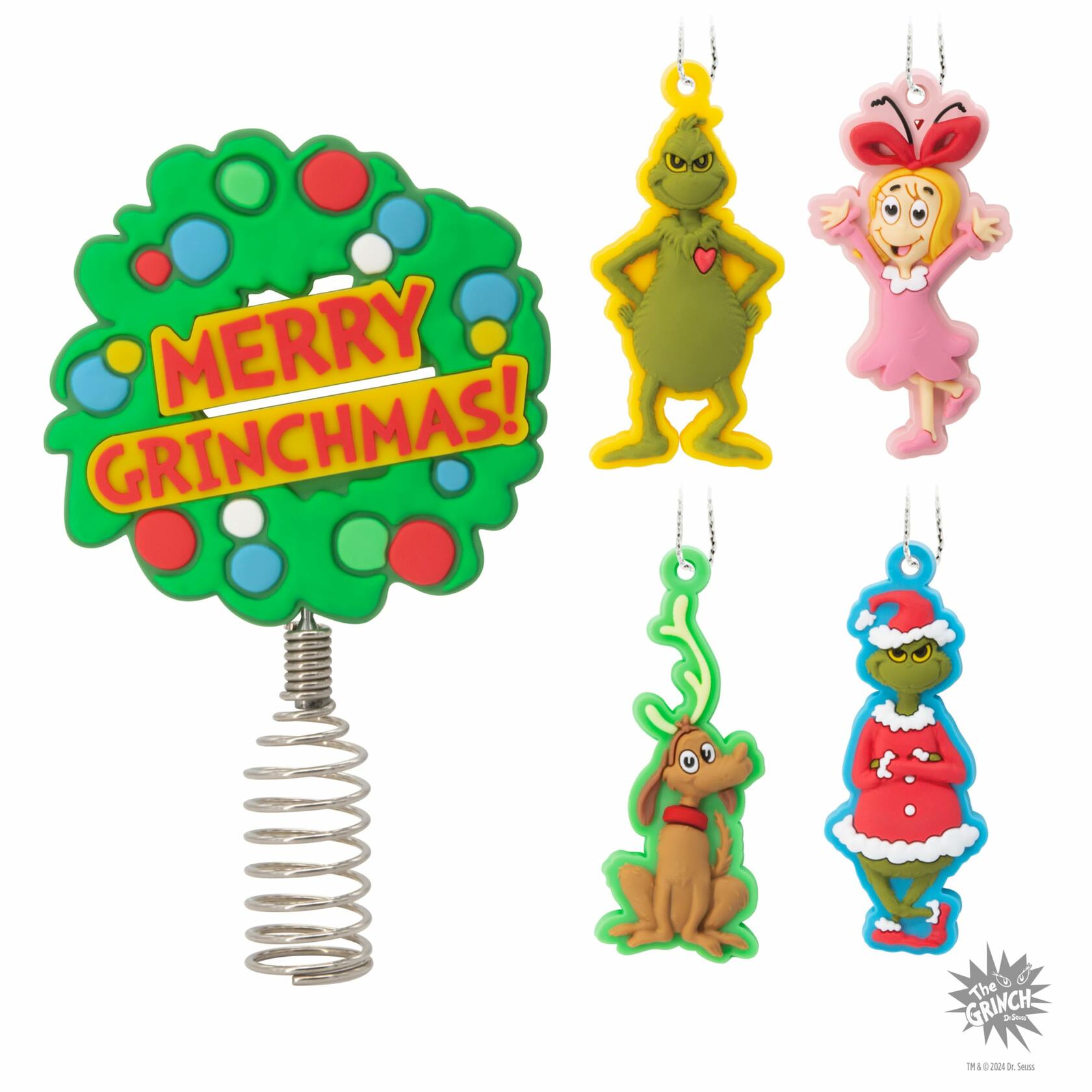 Hallmark Dr. Seuss's Grinch Stole Christmas! 5" Miniature Topper and Ornaments