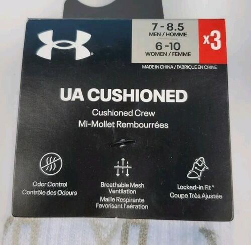 Under Armour Unisex Cushioned Crew, White 7-8.5m / 6-10w
