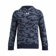 Under Armour Boys' Rival Fleece Printed Hoodie, (410) Navy/DP Gray/White, Small