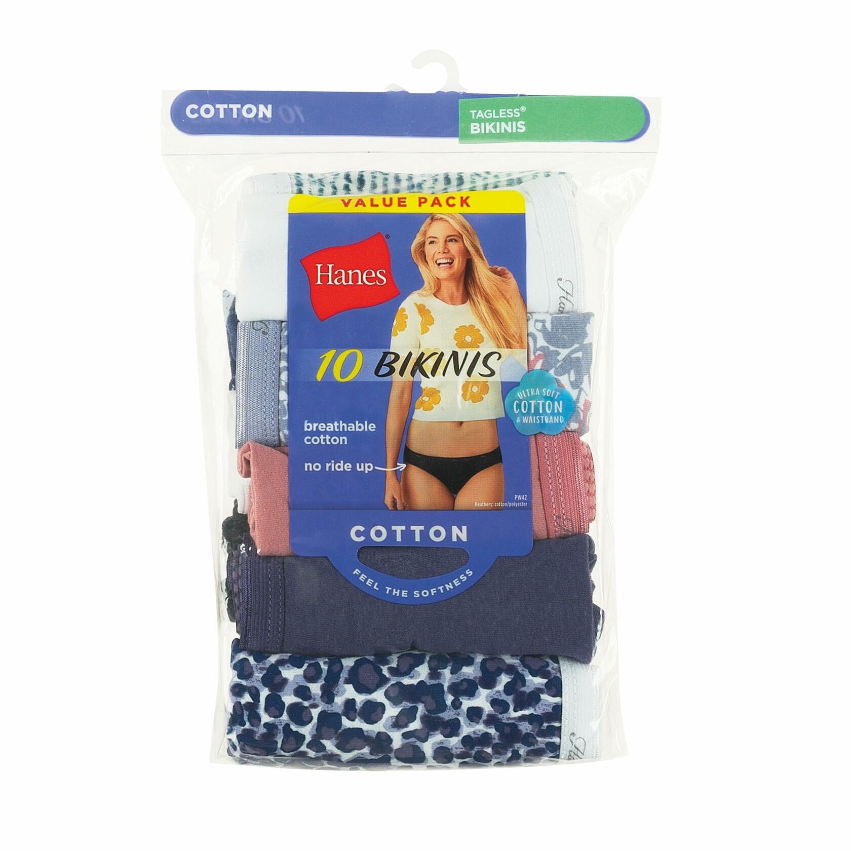 Hanes Women's Cotton Bikini Underwear, Cool Comfort, 10-Pack Assorted 5