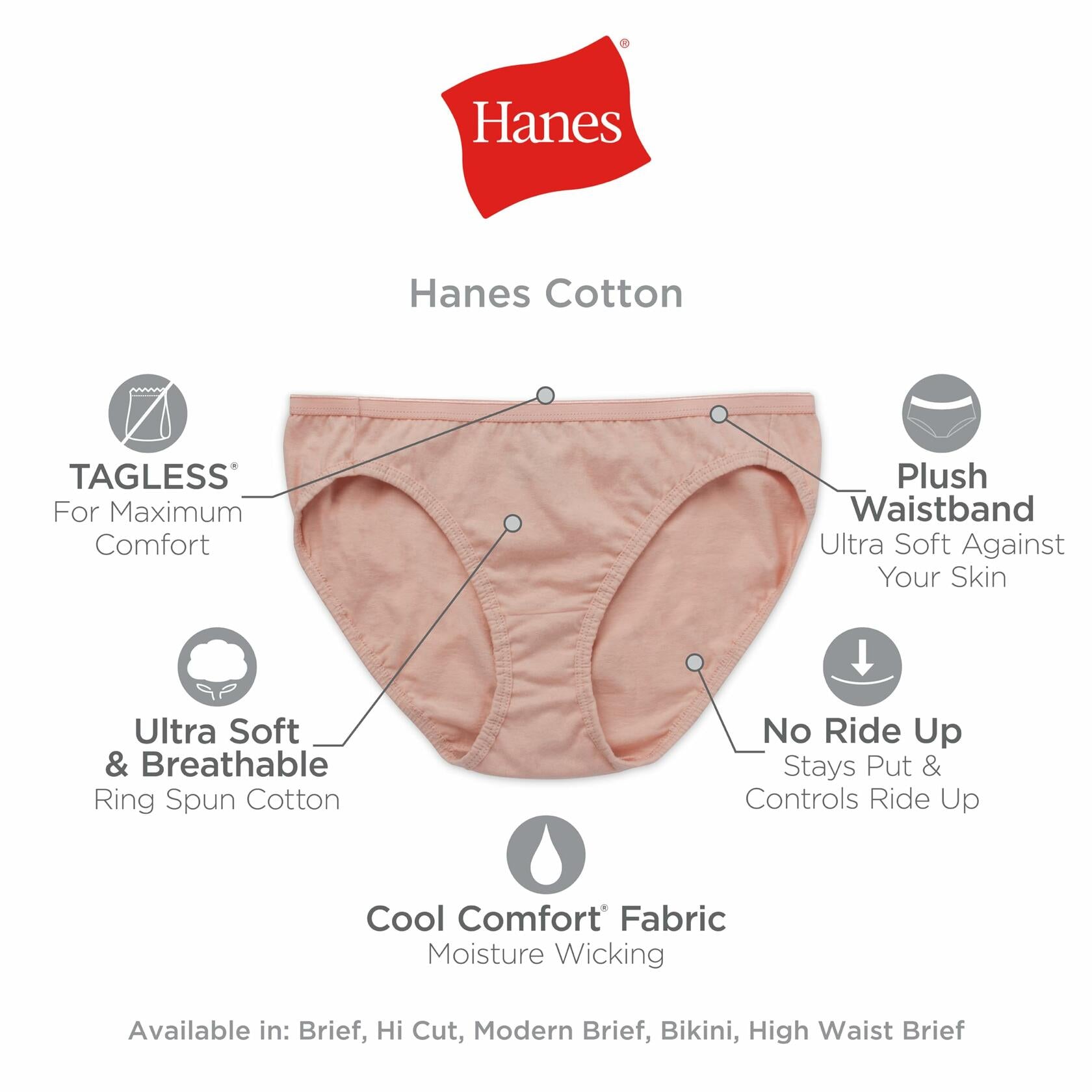 Hanes Women's Cotton Bikini Underwear, Cool Comfort, 10-Pack Assorted 5