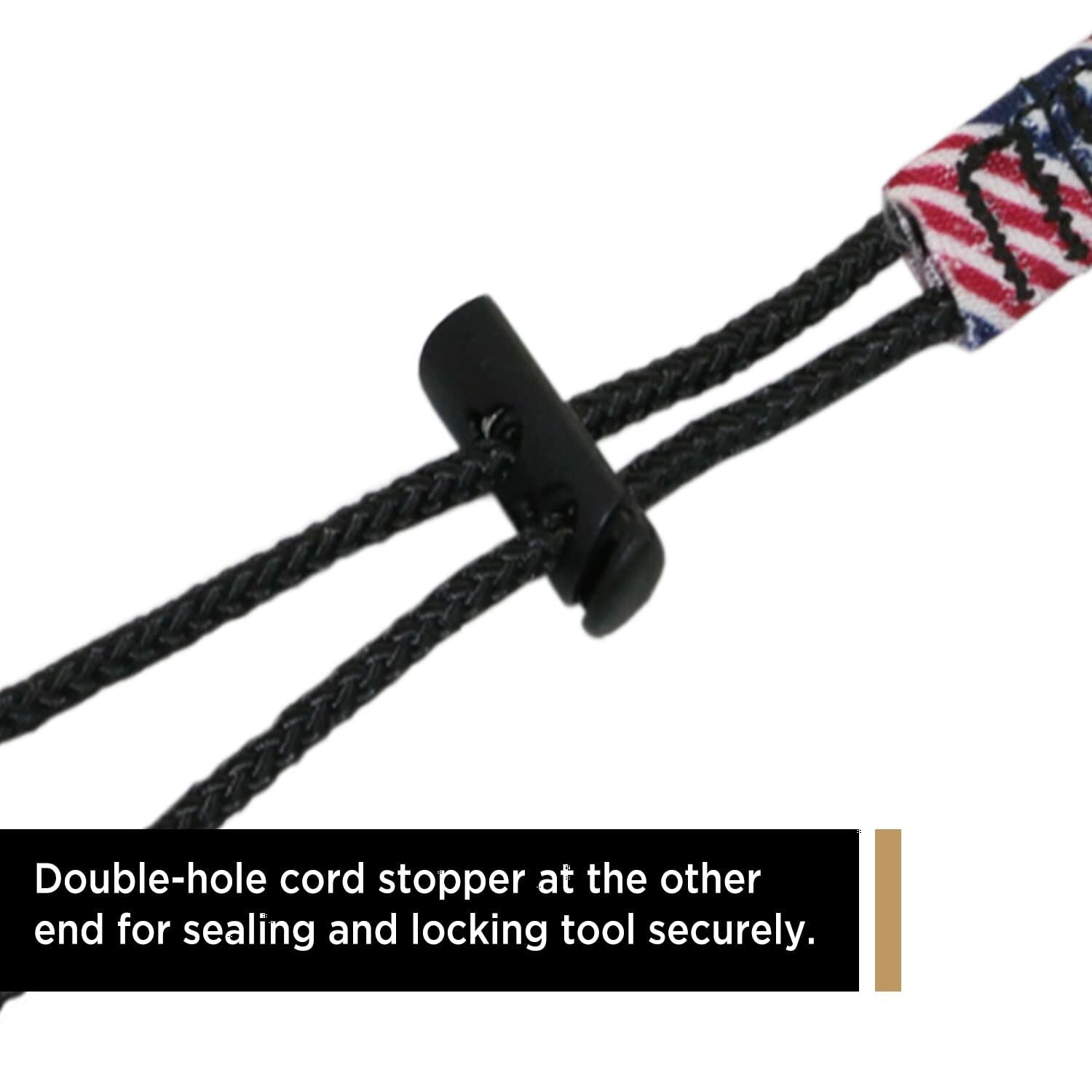 American Flag Tool Lanyard, Shock Absorbing w/Aluminum SL Carabiner 15lb