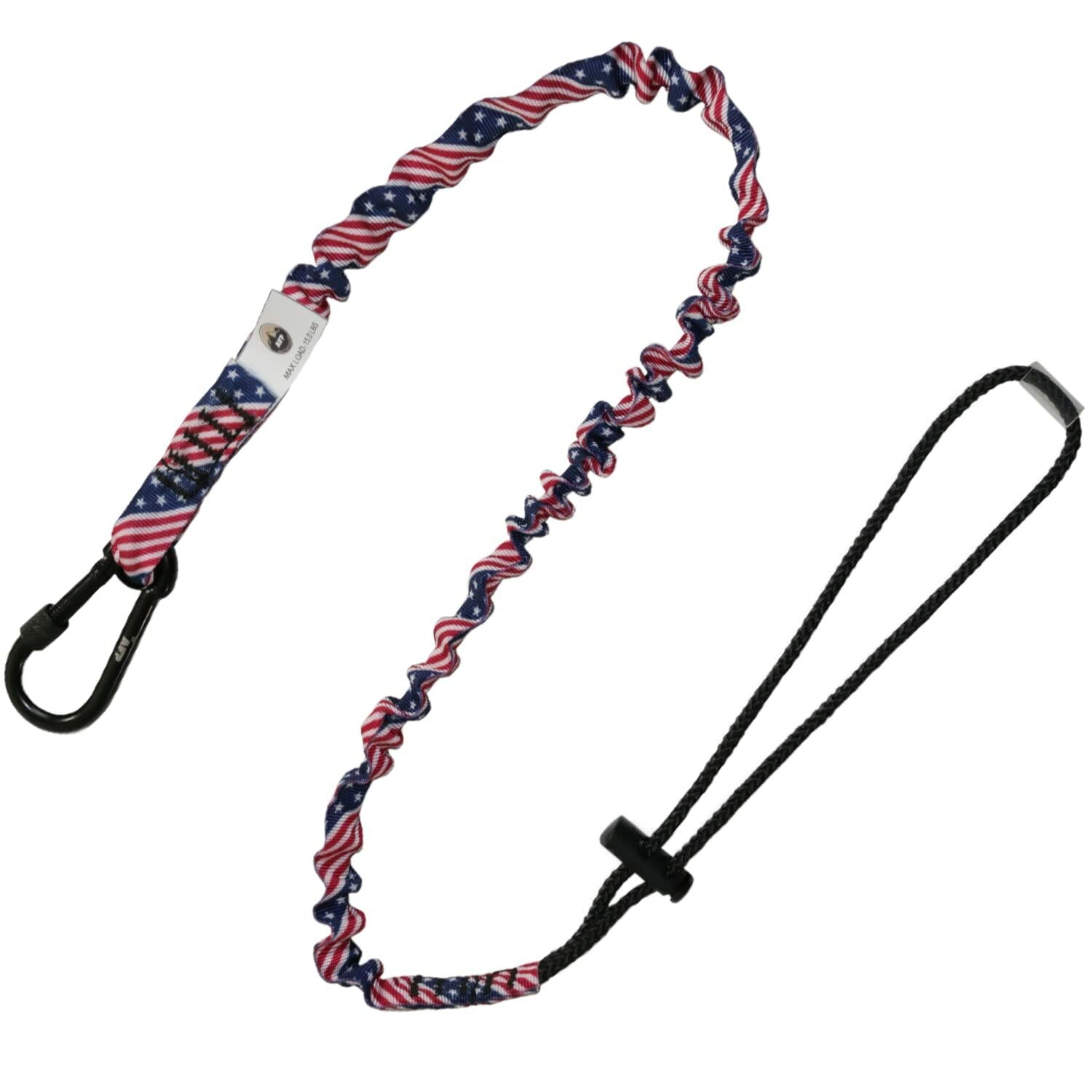 American Flag Tool Lanyard, Shock Absorbing w/Aluminum SL Carabiner 15lb