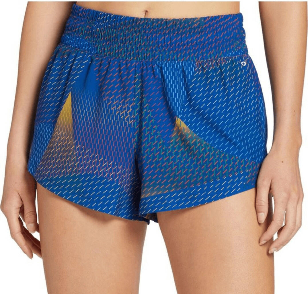 DSG Women High Rise Stride Shorts Lined Blue Gold Swirl Size XS