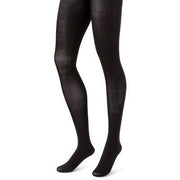 Hanes Premium Women's 2pk Opaque Tights - Black L: Ny Spand, High Waisted