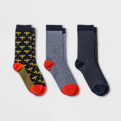 Women s Bee 3pk Crew Socks - A New Day™ Navy One Size