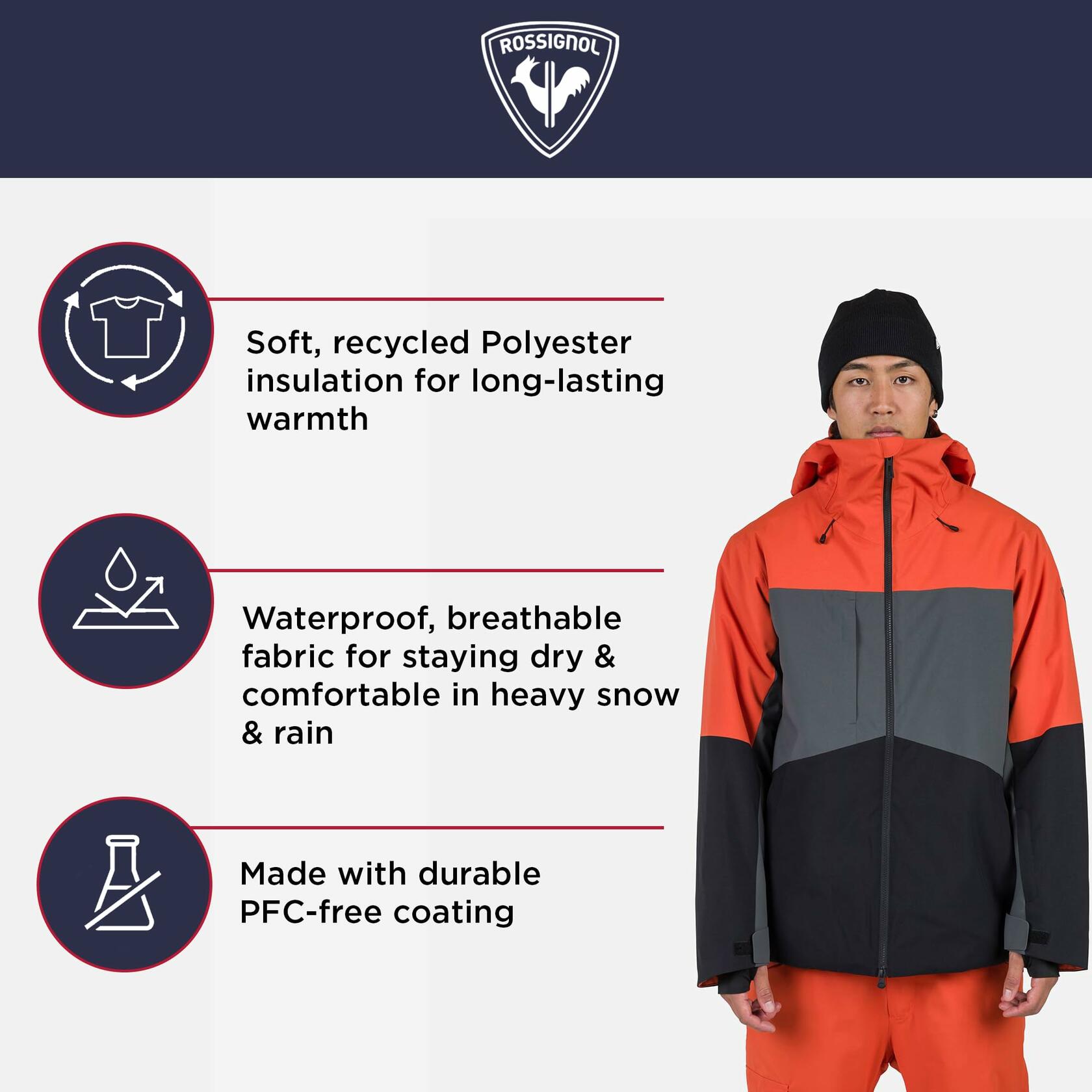 Rossignol Corbet’s Jacket - Insulated with Hood Snowboard Jacket for Men Medium