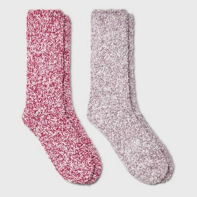 Women's 2pk Cozy Marled Crew Socks - Universal Thread™ Berry/Purple 4-10