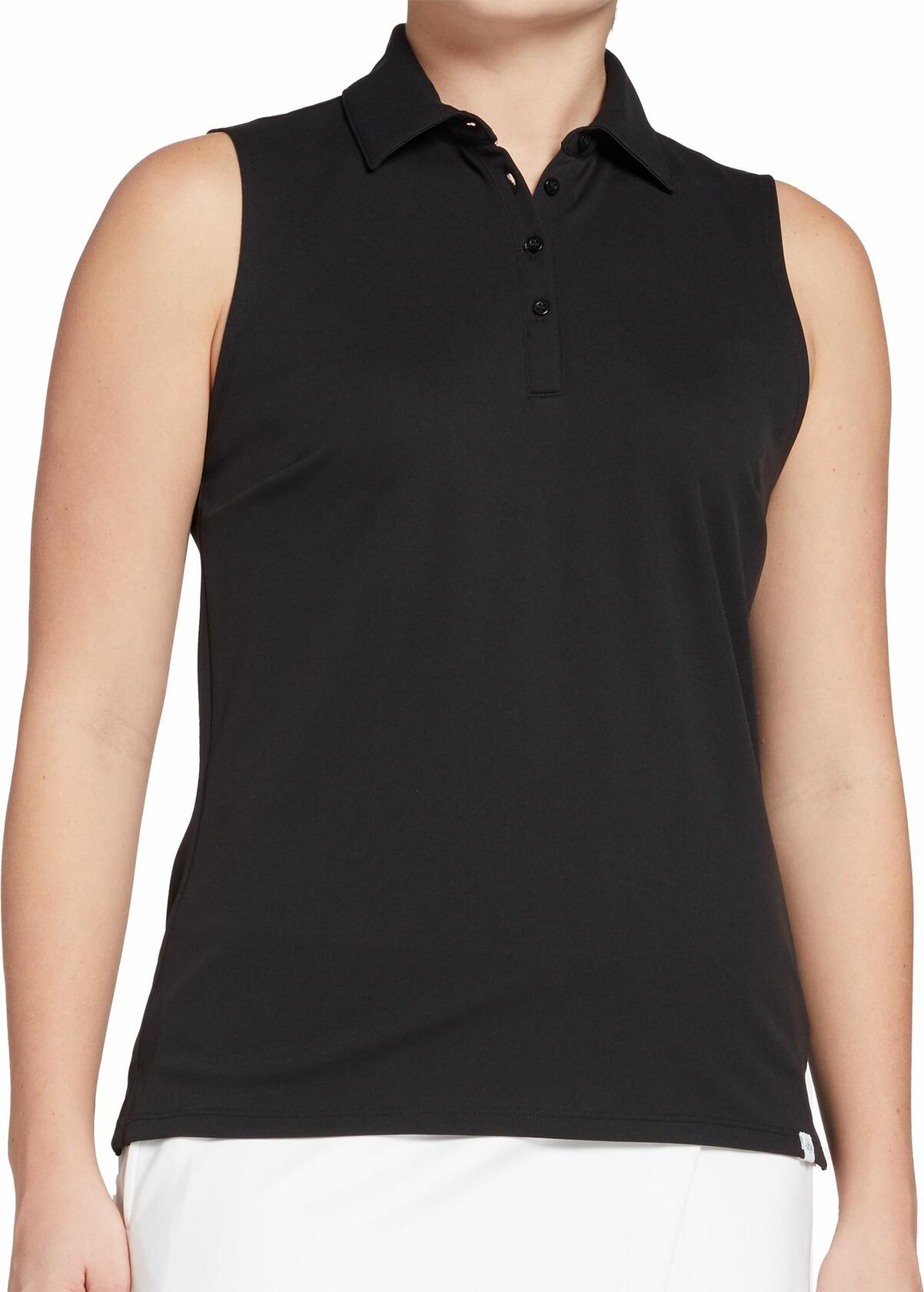 Walter Hagen Women's Core Pique Sleeveless Golf Polo, Medium, Black