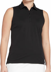 Walter Hagen Women's Core Pique Sleeveless Golf Polo, Medium, Black