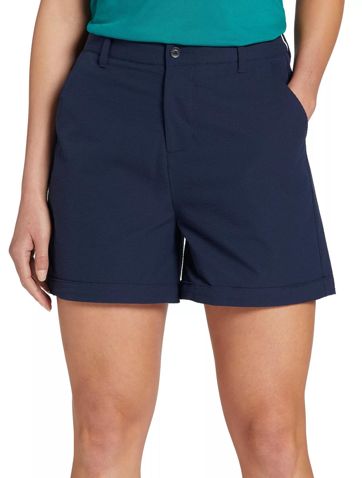 Walter Hagen Women's Clubhouse Traditional 7 Seersucker Golf Shorts, Size 4, Dar