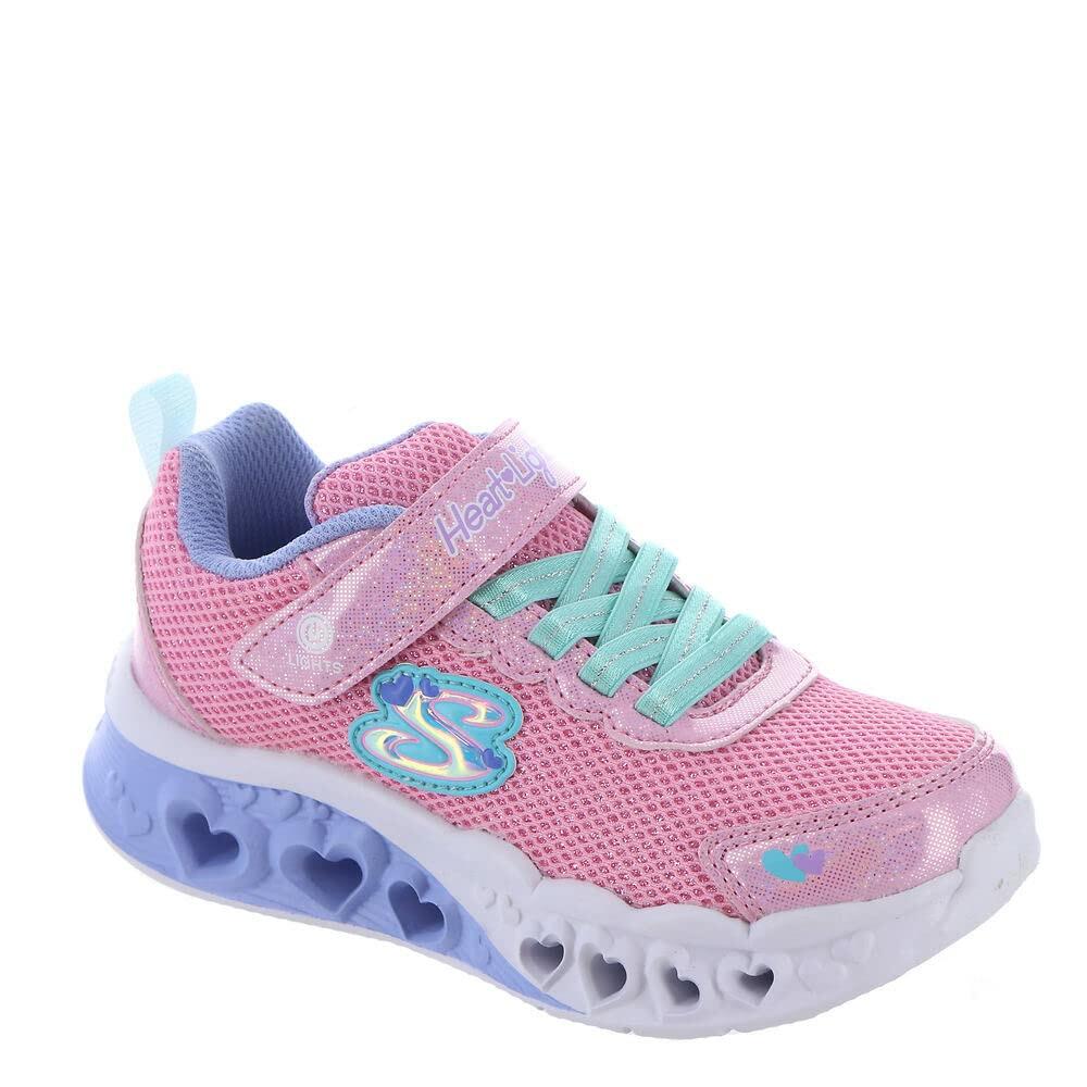Skechers Kids Girls Flutter Heart Lights-Bring Sneaker, Pink/Multi, 3 Little Kid