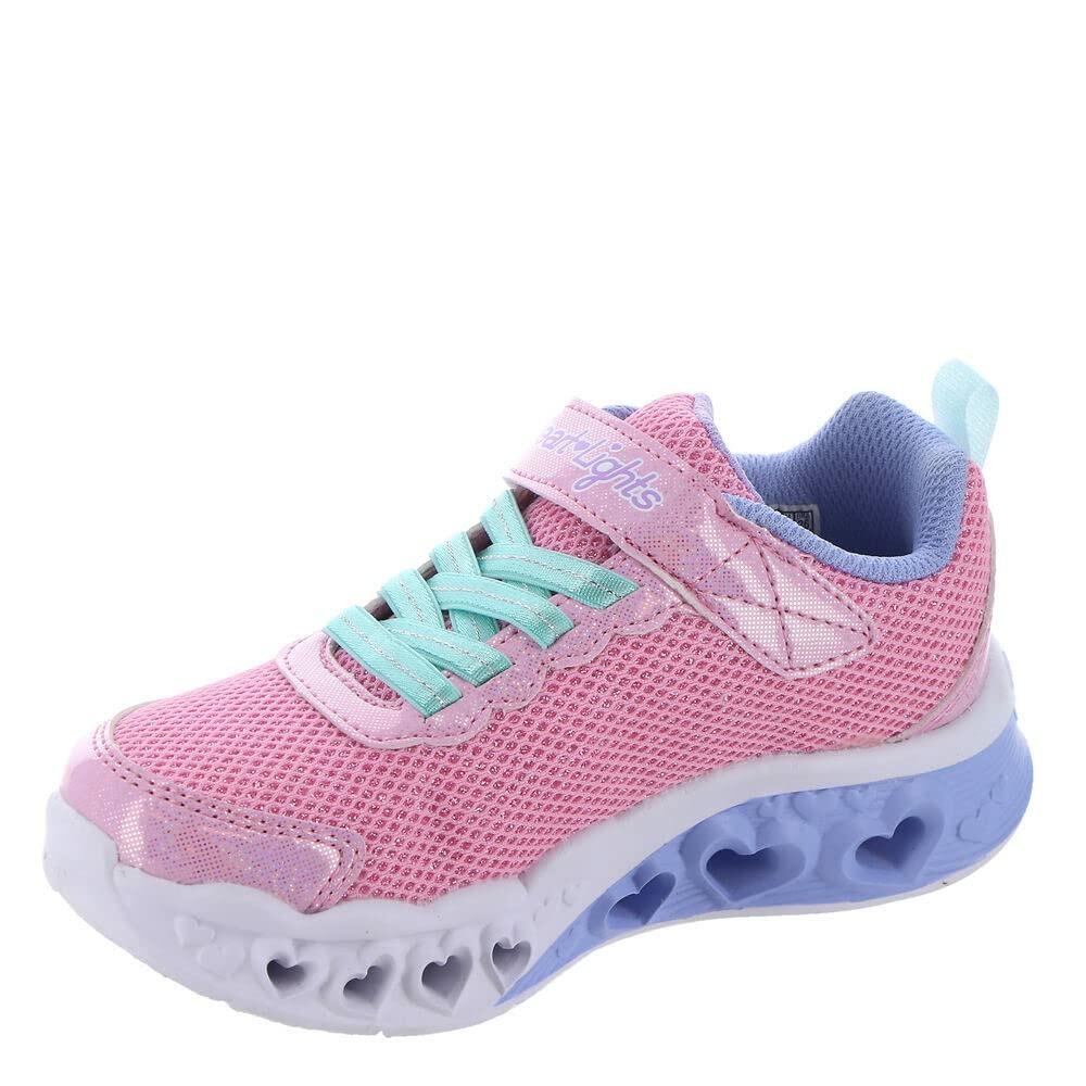 Skechers Kids Girls Flutter Heart Lights-Bring Sneaker, Pink/Multi, 3 Little Kid