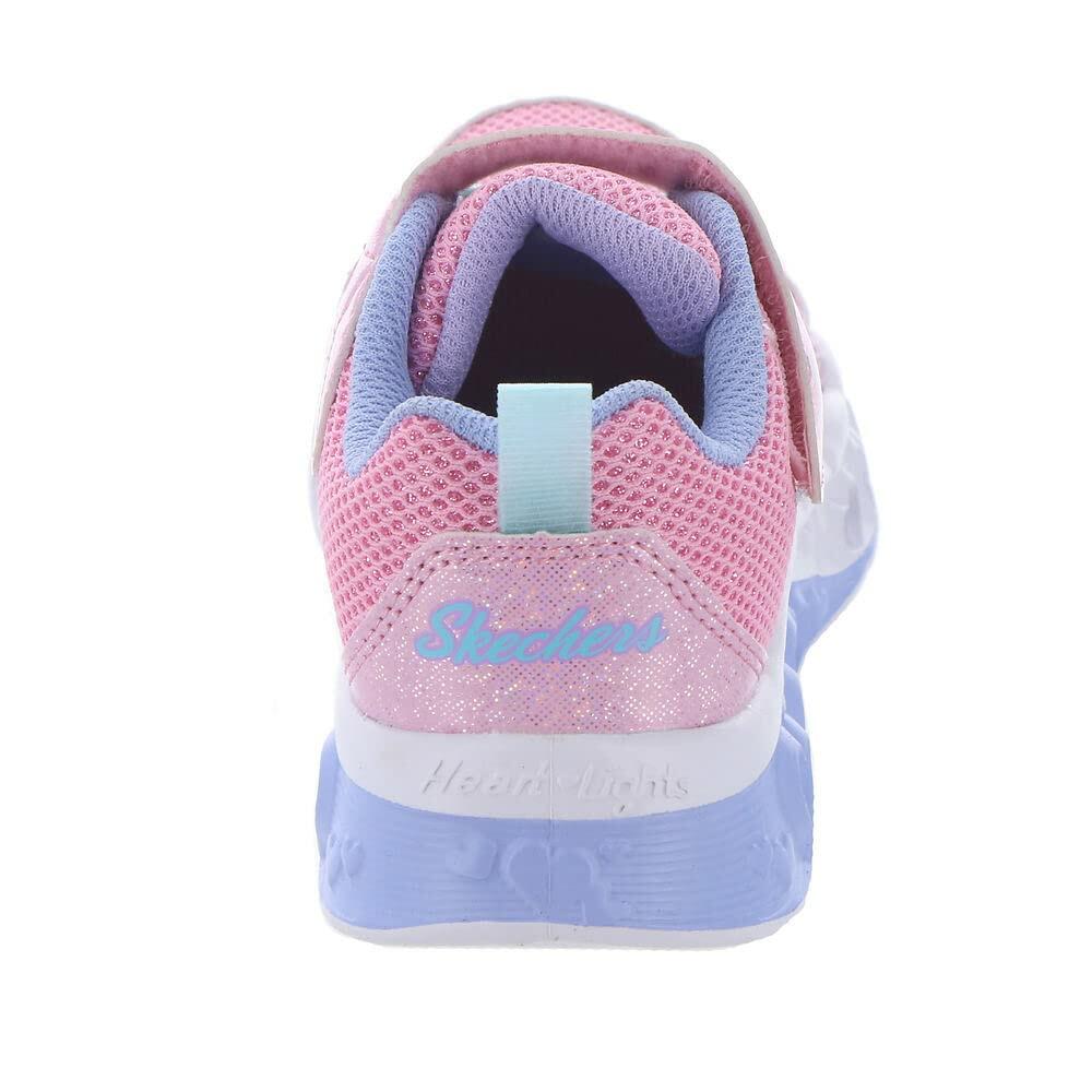 Skechers Kids Girls Flutter Heart Lights-Bring Sneaker, Pink/Multi, 3 Little Kid