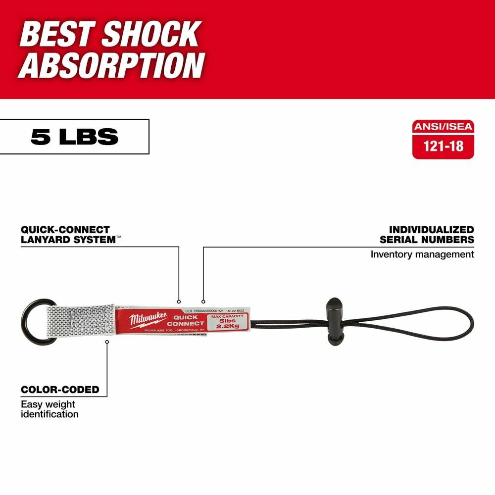 MILWAUKEE 48-22-8822 3-Piece Quick-Connect Lanyard System, 5 LB