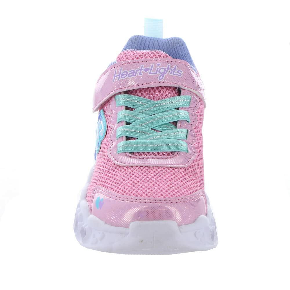 Skechers Kids Girls Flutter Heart Lights-Bring Sneaker, Pink/Multi, 3 Little Kid