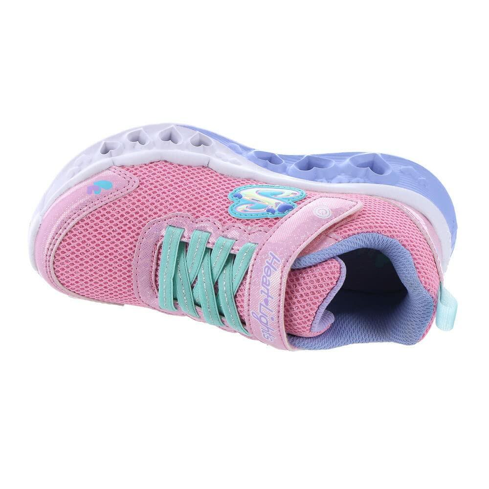 Skechers Kids Girls Flutter Heart Lights-Bring Sneaker, Pink/Multi, 3 Little Kid