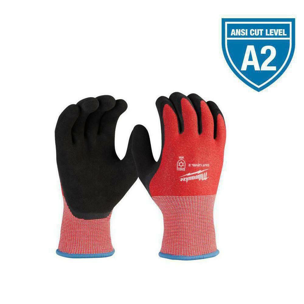 Medium Red Latex Level 2 Cut Resistant Insulated Winter Dipped Work Gloves