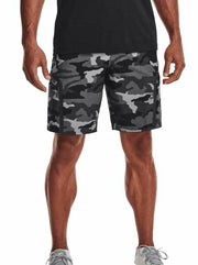 Under Armour Men's UA Elite Cargo Printed Shorts, Black/Gray Camo, Medium