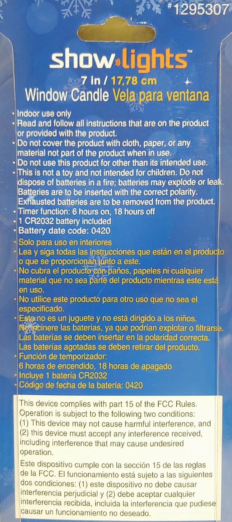 Christmas Show Lights Battery Operated LED Window Candle