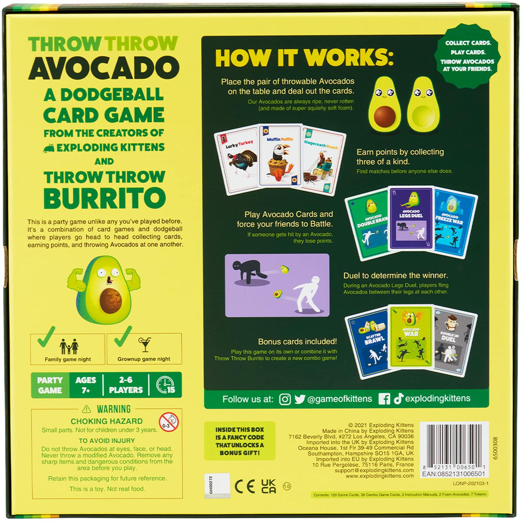 Exploding Kittens Throw Avocado Ages 7+, Kid and Adult Card Game