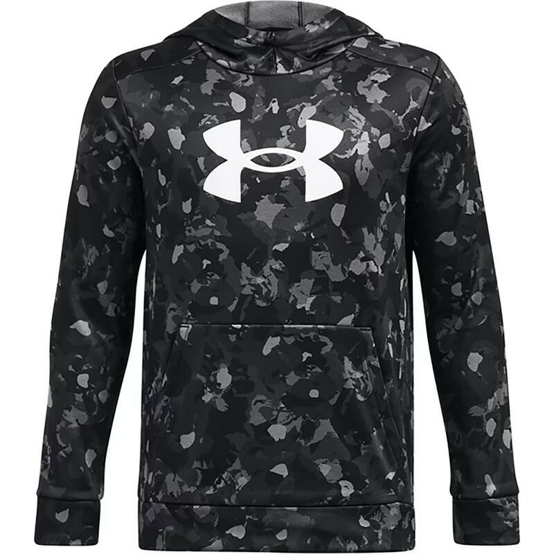 Under Armour Boys' Armour Fleece All Over Print Hoodie Black/White, YMedium