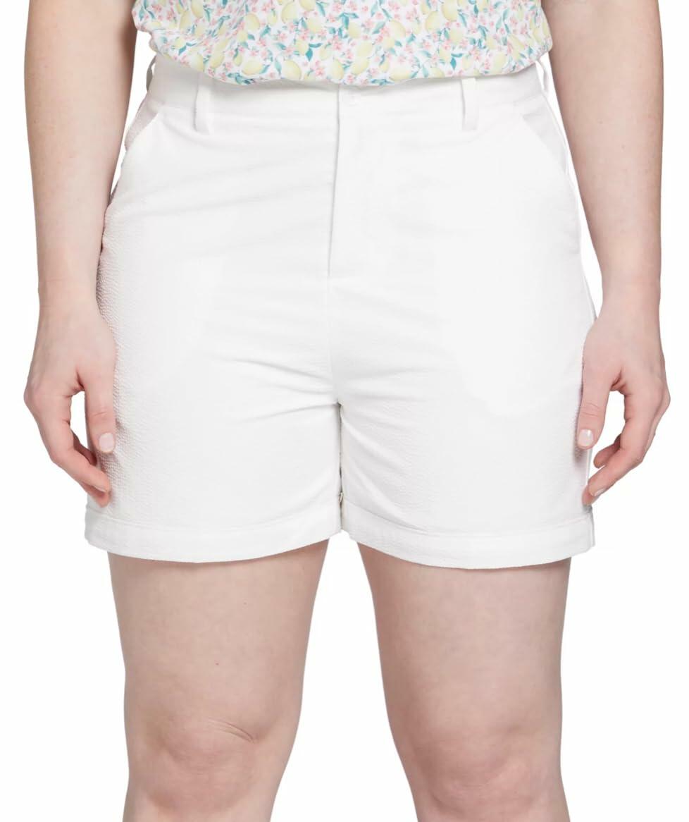 Walter Hagen Womens Clubhouse Traditional 7" Golf Short, Pure White - Size 4.