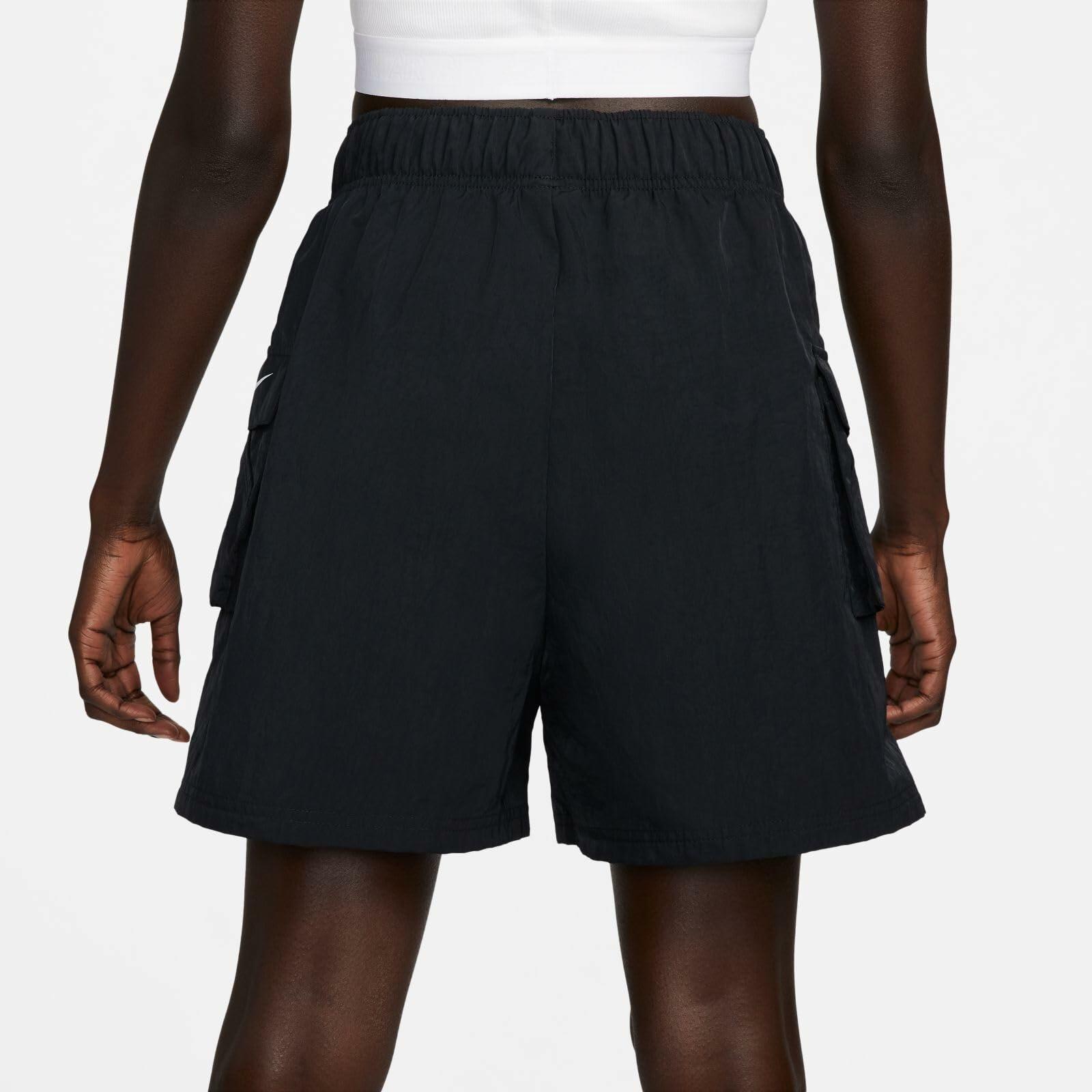 Nike Women's Woven High Rise Athletic Shorts with Cargo Pockets Black XS
