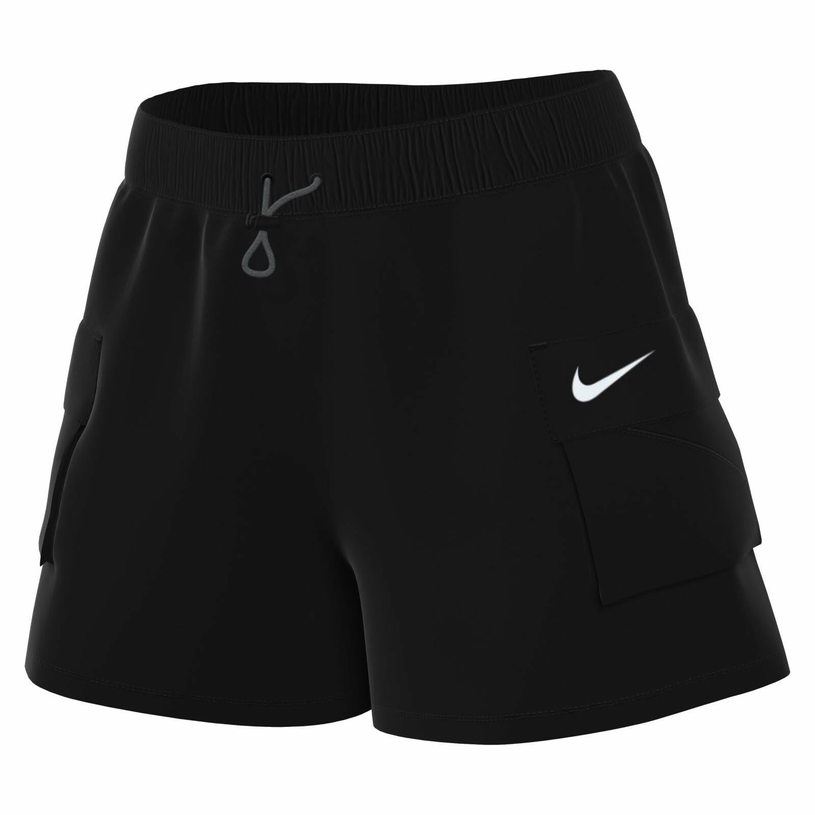 Nike Women's Woven High Rise Athletic Shorts with Cargo Pockets Black XS