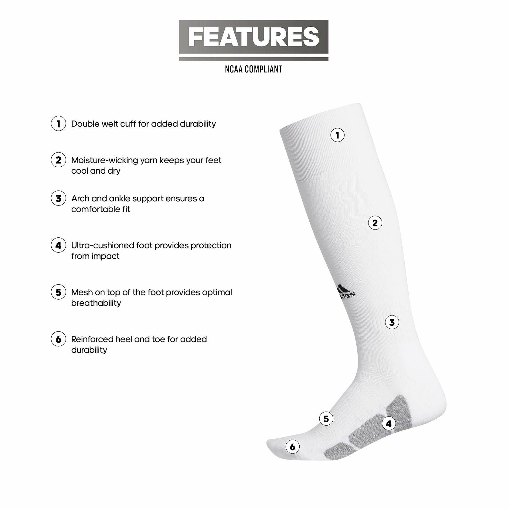 adidas All Sport Socks 1-Pack, White/Light Onix Grey/Black, X-Small