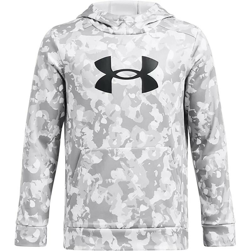 Under Armour Boys' Armour Fleece Big Logo All Over Print Hoodie Mod Gray/Black,
