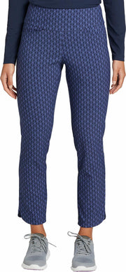 Walter Hagen Women's Sculpt Pull-on Golf Pants, XXL, Argyle Geo Navy Blue