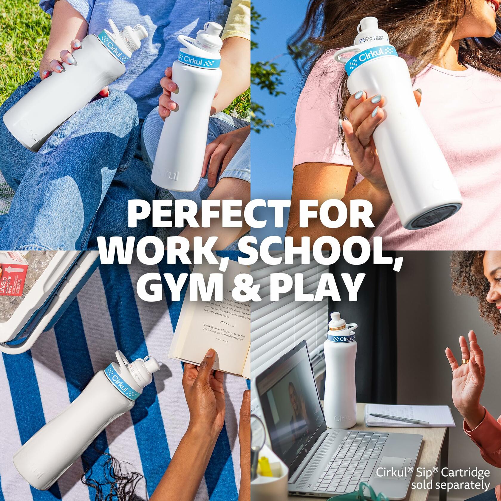 Cirkul 32oz. Hot Pink Stainless Steel Water Bottle Kit and 2 Flavor Cartridges