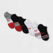 Hanes Originals Women's 6pk No Show Socks - Red/White/Black 5-9