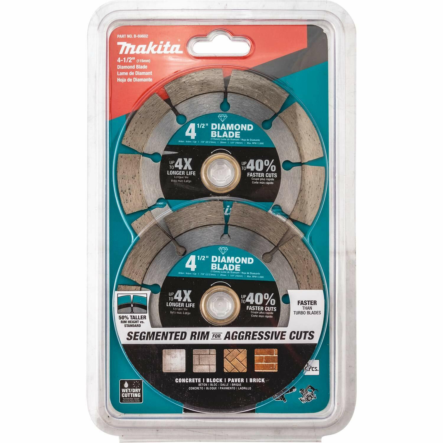 Makita B-69602 4-1/2" Diamond Blade, Segmented, General Purpose, 2/Pk