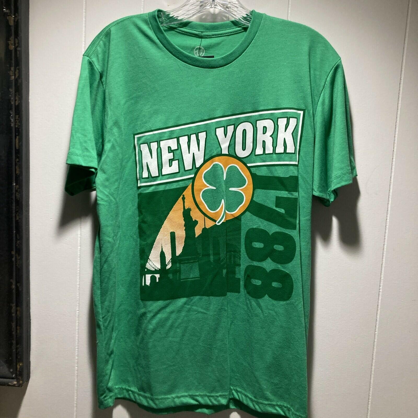 Where I'm from New York Men’s Medium Green T-Shirt NYC Skyline Shamrocks