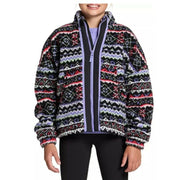DSG Fleece Full Zip Jacket Girls Small (8-9) Funky Fair Isle High Pile $55