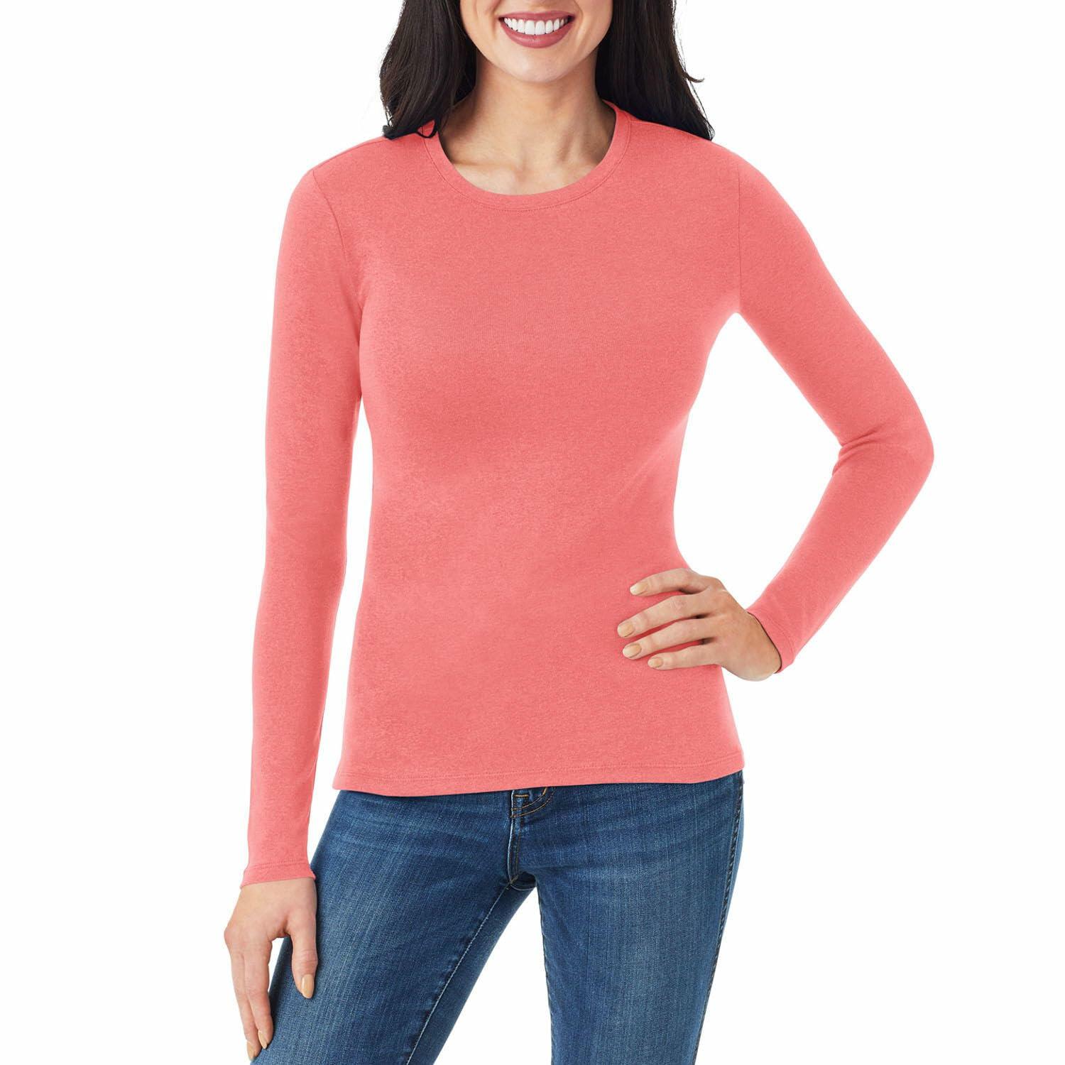Member's Mark Ladies Long Sleeve Crew Neck Tee Large, Regular, Victorian Mauve)