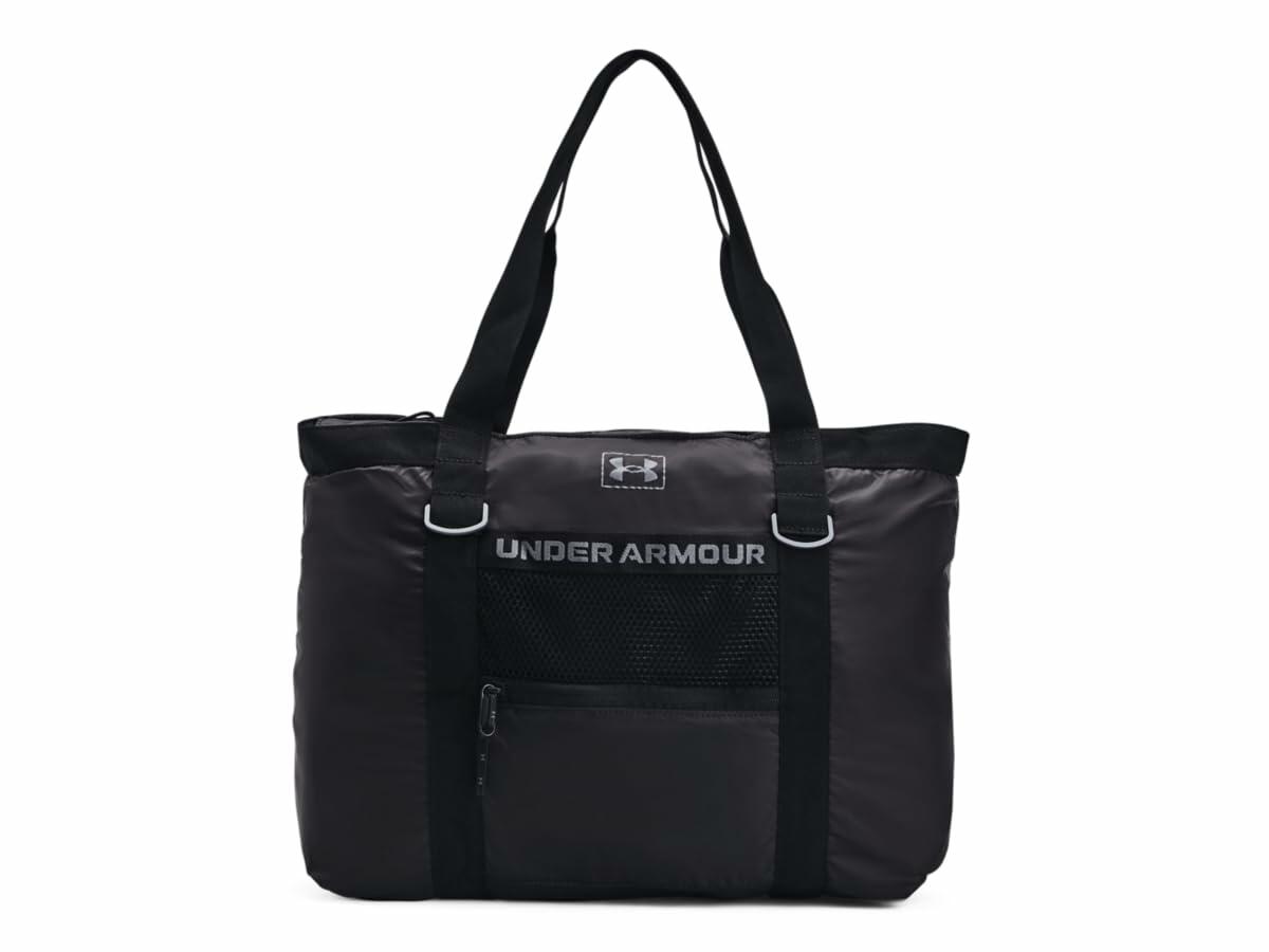 Under Armour Womens Studio Packable Tote Bag, (001) Black / / Metallic Gun Metal