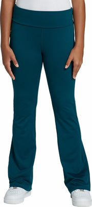 DSG Girls' Momentum Foldover Waist Flare Leggings, Small, Dark Teal Ocean Green