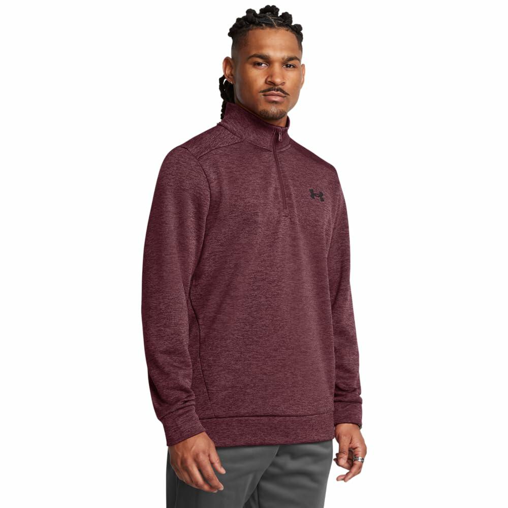 Under Armour Men's Armour Fleece Twist Quarter Zip, Dark Maroon / Black, X-Large
