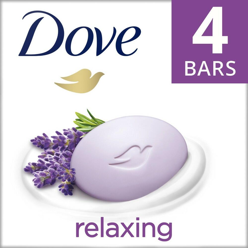 Dove Relaxing, Soap Bar, Lavender Oil & Chamomile, 4 Bars, 3.75 oz (106 g)